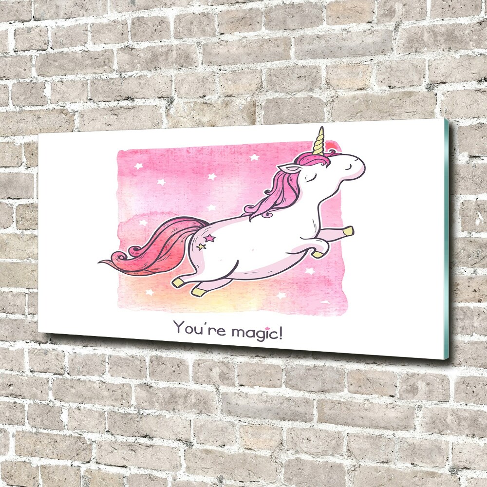 Tableau acrylique Licorne rose