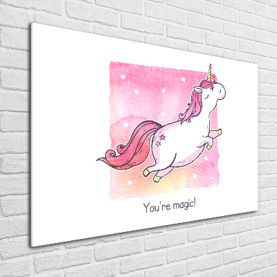 Tableau acrylique Licorne rose