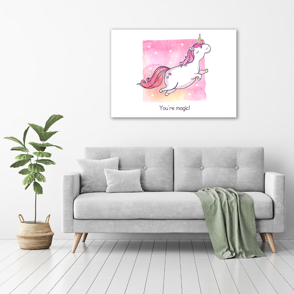 Tableau acrylique Licorne rose