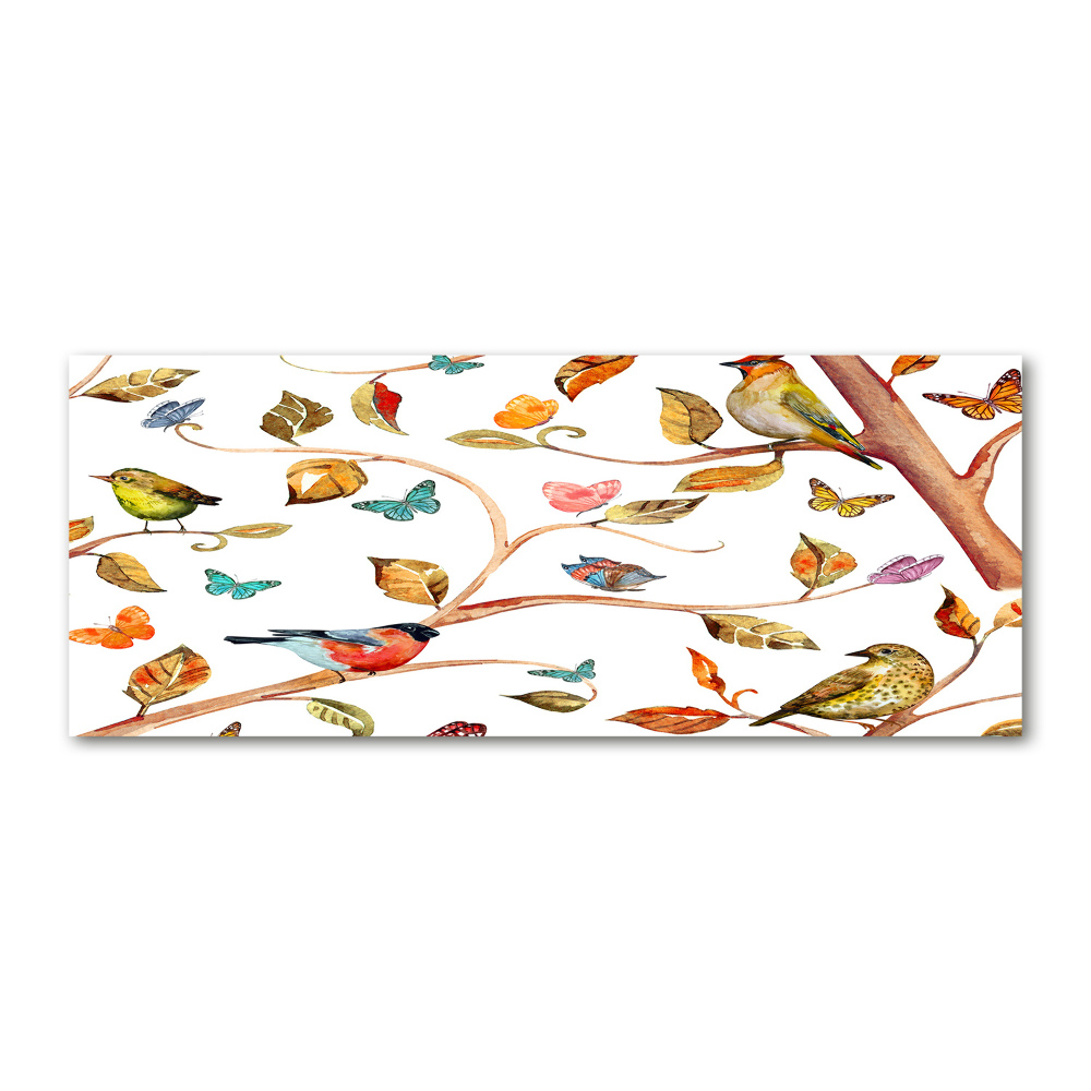 Tableau sur verre acrylique Oiseaux et papillons