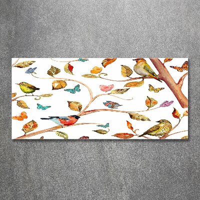 Tableau sur verre acrylique Oiseaux et papillons