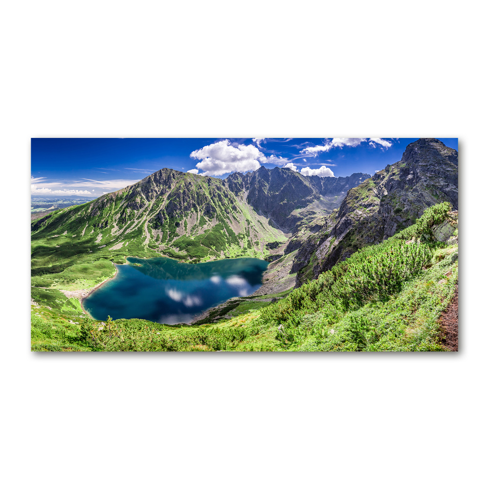 Tableau verre acrylique Étang noir des Tatras