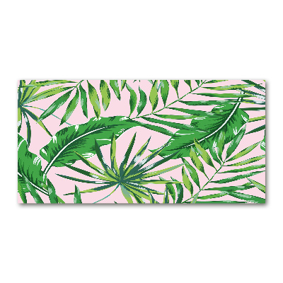 Acrylique tableau Feuilles tropicales fond rose