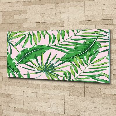 Acrylique tableau Feuilles tropicales fond rose