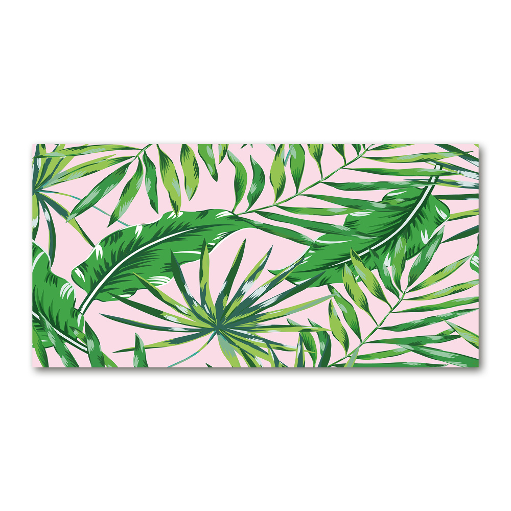 Acrylique tableau Feuilles tropicales fond rose