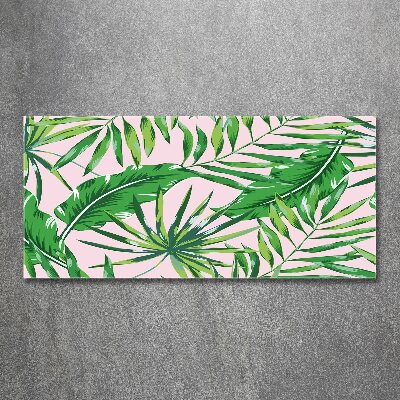 Acrylique tableau Feuilles tropicales fond rose