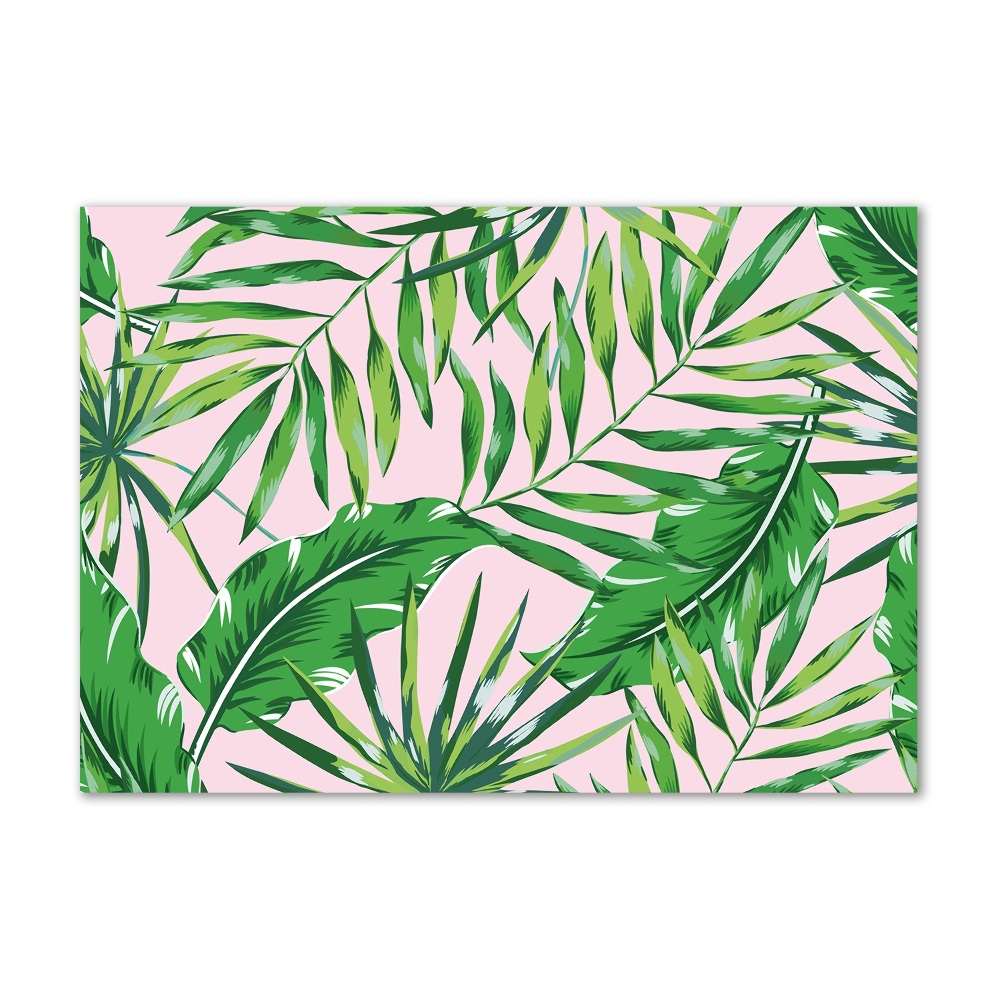 Acrylique tableau Feuilles tropicales fond rose