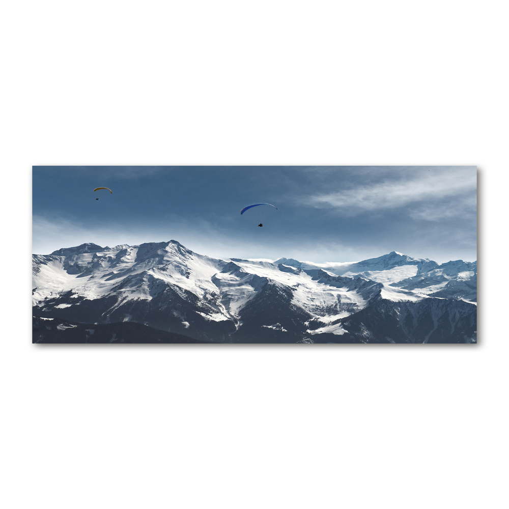 Tableau verre acrylique Parapente Alpes