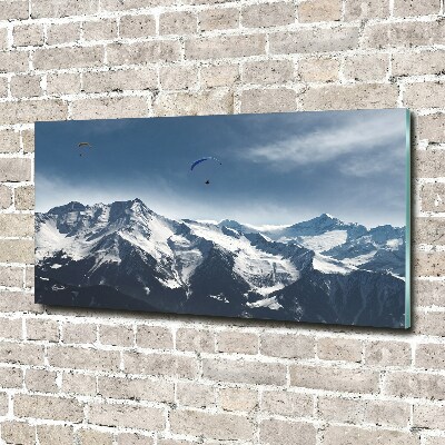 Tableau verre acrylique Parapente Alpes