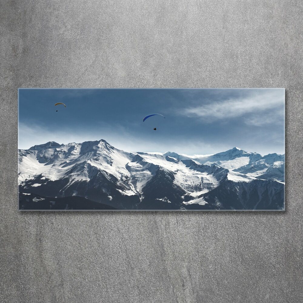 Tableau verre acrylique Parapente Alpes