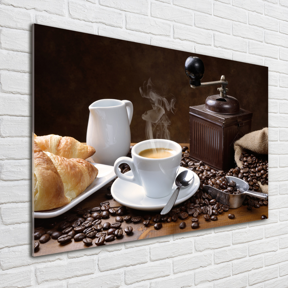 Tableau verre acrylique Croissants et café