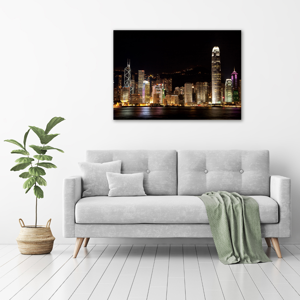 Acrylique tableau Hong Kong de nuit