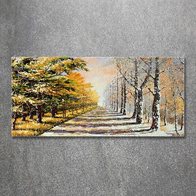 Acrylique tableau L'automne contre l'hiver