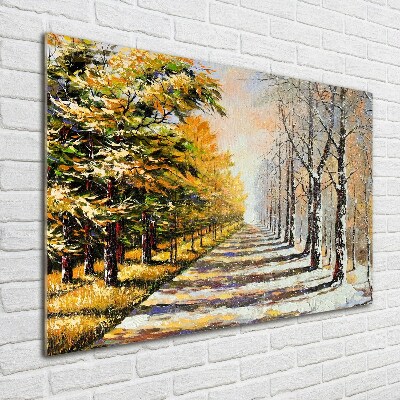 Acrylique tableau L'automne contre l'hiver