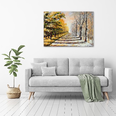 Acrylique tableau L'automne contre l'hiver