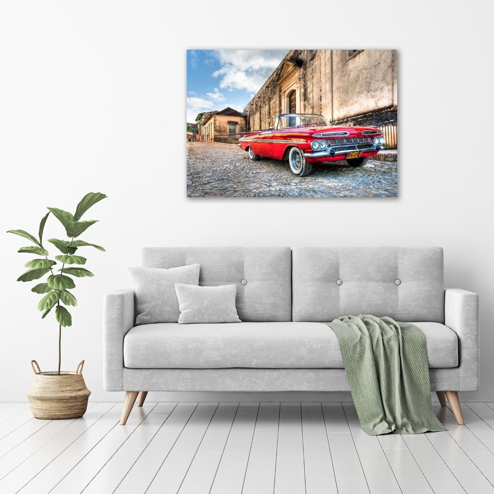 Tableau sur verre acrylique Chevrolet rouge