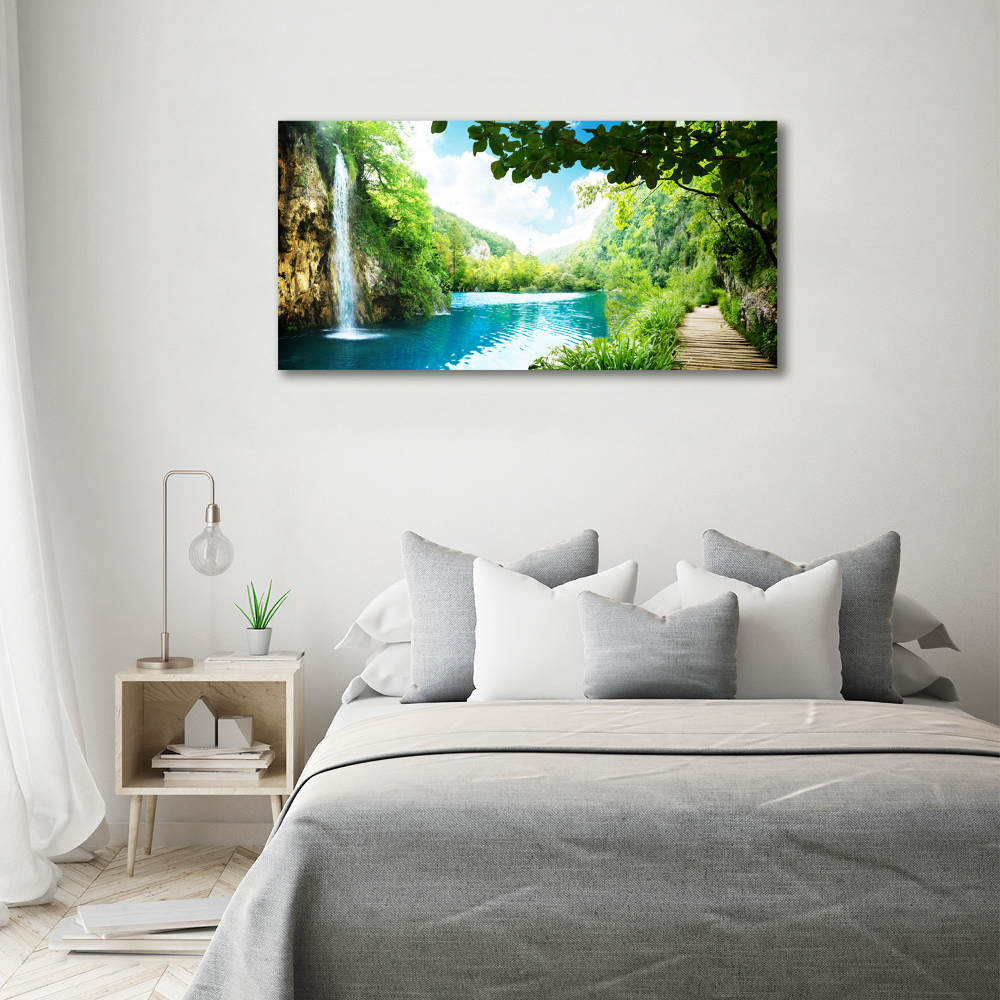 Tableau verre acrylique Chute d'eau dans la jungle