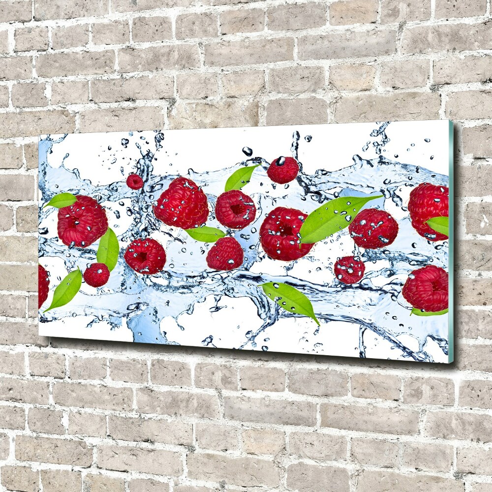 Tableau acrylique Framboises et eau