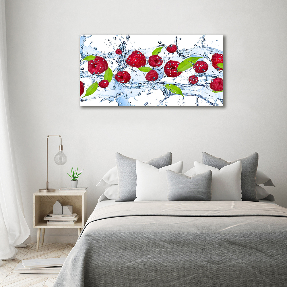 Tableau acrylique Framboises et eau