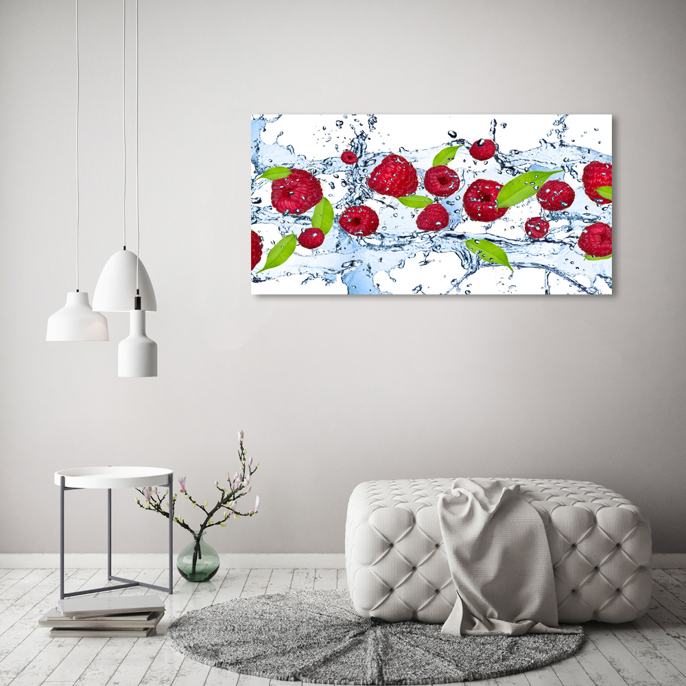 Tableau acrylique Framboises et eau