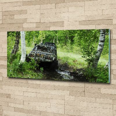 Acrylique tableau Jeep dans la forêt