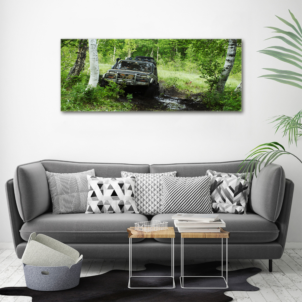 Acrylique tableau Jeep dans la forêt