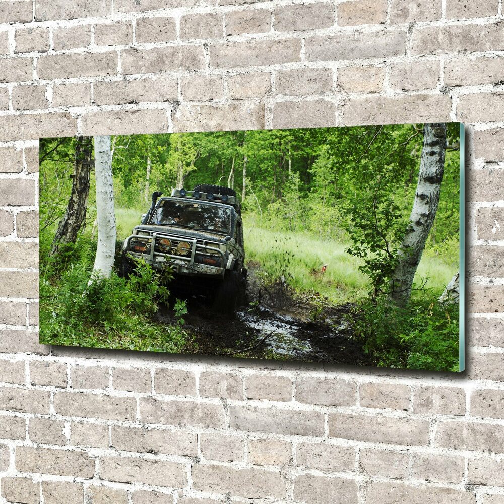 Acrylique tableau Jeep dans la forêt