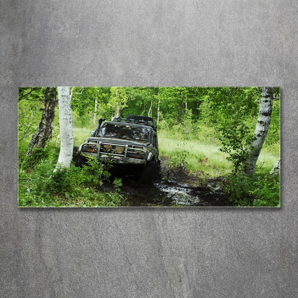 Acrylique tableau Jeep dans la forêt