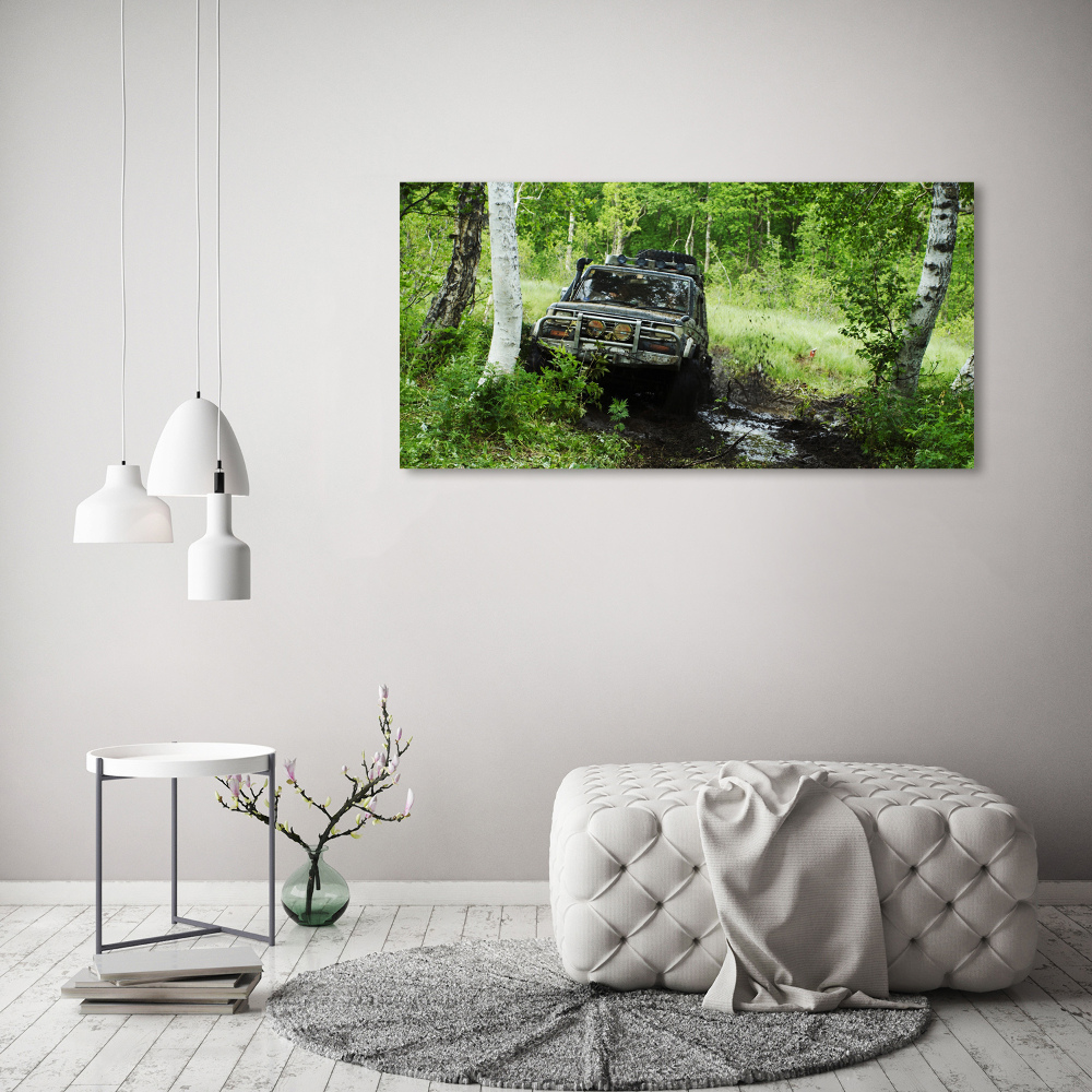 Acrylique tableau Jeep dans la forêt