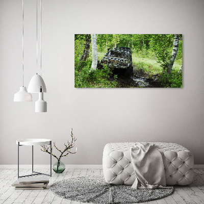 Acrylique tableau Jeep dans la forêt