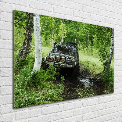 Acrylique tableau Jeep dans la forêt