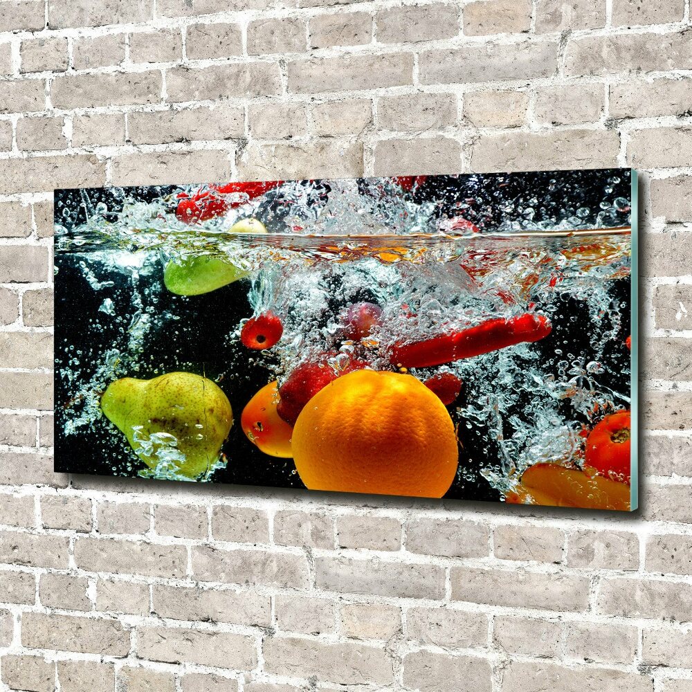 Tableau sur verre acrylique Fruits sous l'eau