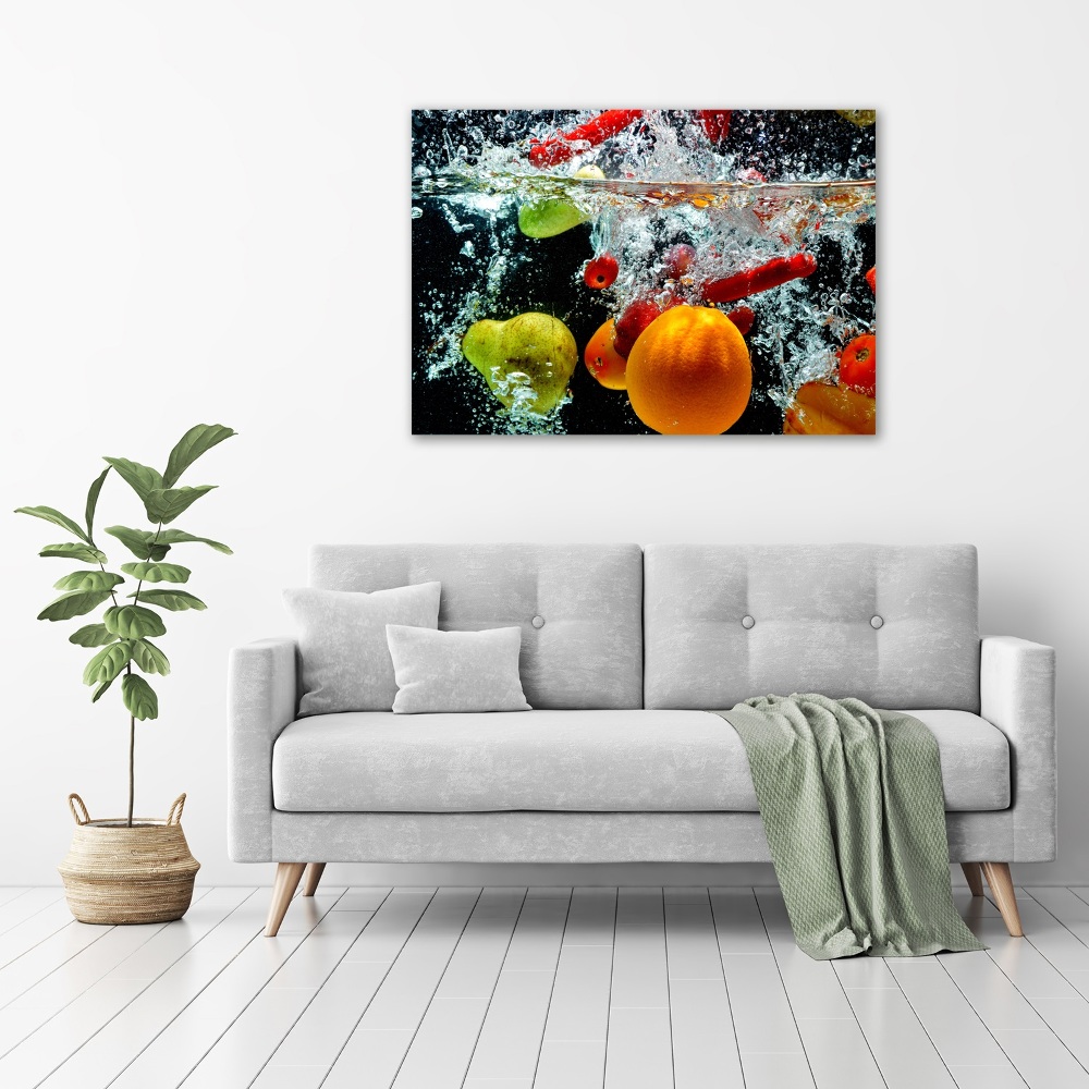 Tableau sur verre acrylique Fruits sous l'eau