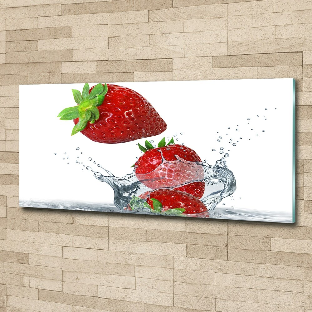 Tableau verre acrylique Fraises et eau