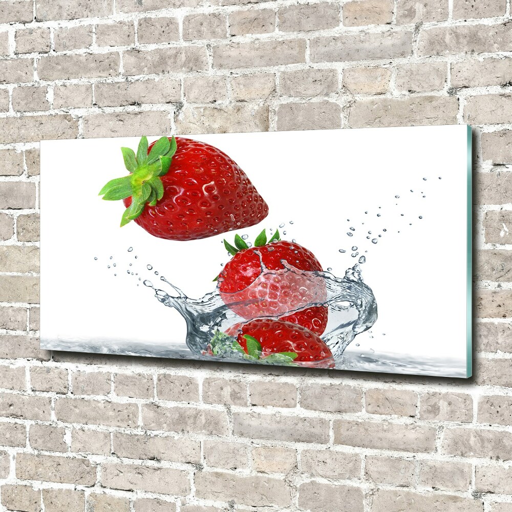 Tableau verre acrylique Fraises et eau