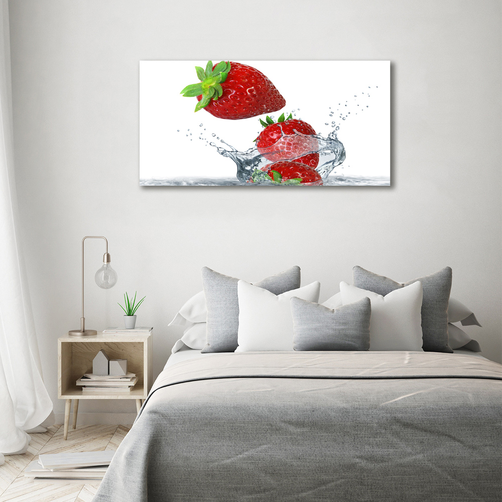 Tableau verre acrylique Fraises et eau