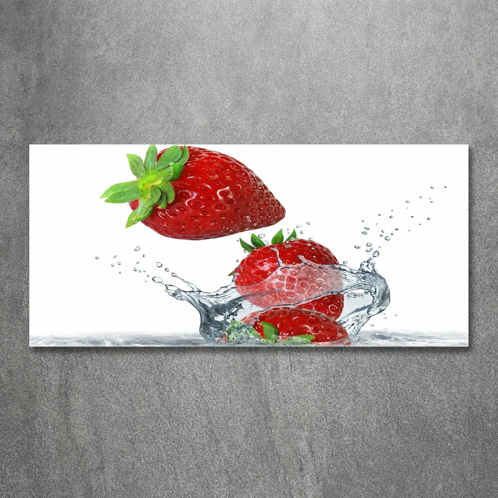 Tableau verre acrylique Fraises et eau