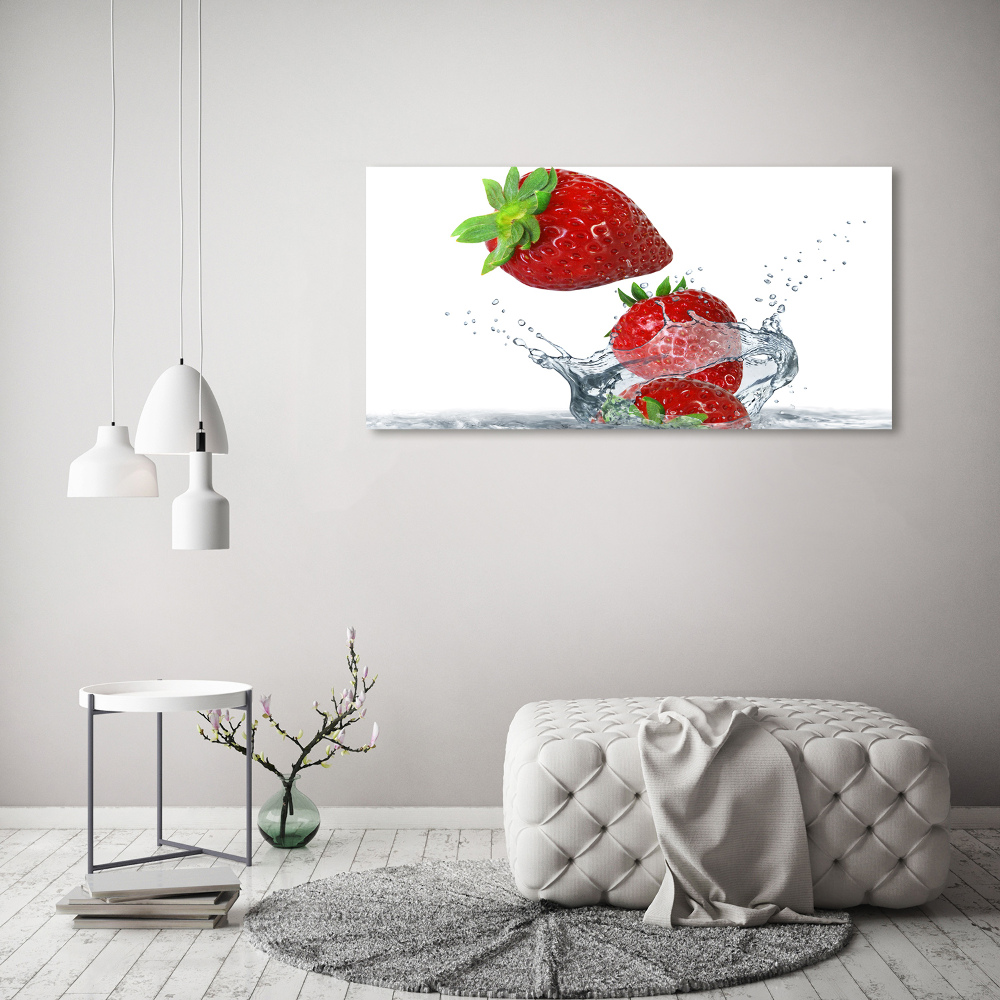 Tableau verre acrylique Fraises et eau