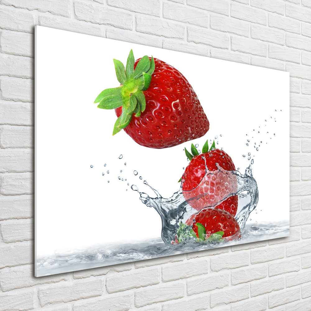 Tableau verre acrylique Fraises et eau