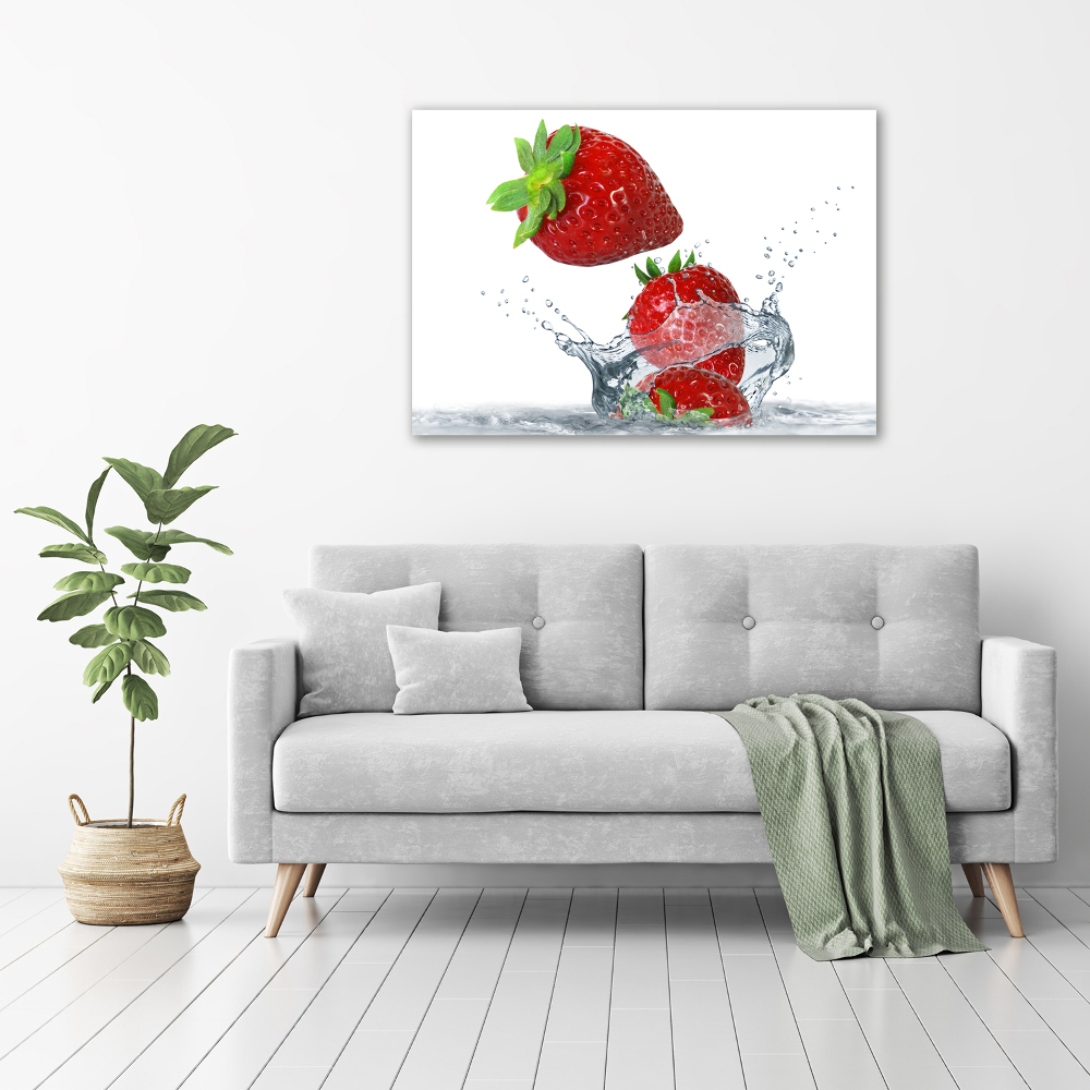 Tableau verre acrylique Fraises et eau