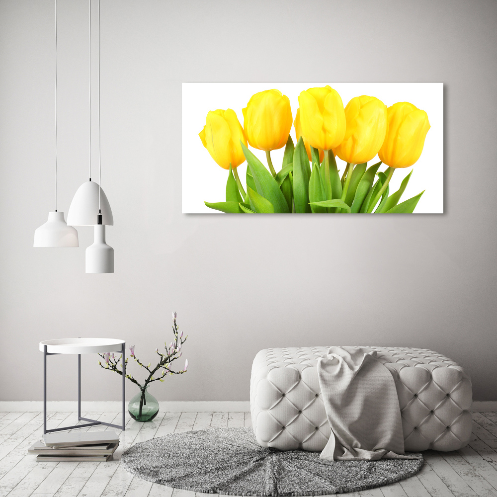 Tableau sur verre acrylique Tulipes jaunes