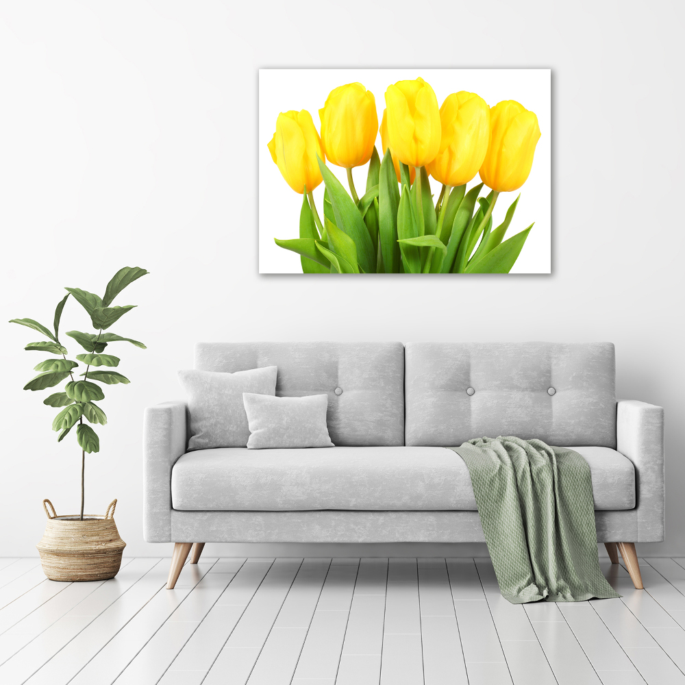 Tableau sur verre acrylique Tulipes jaunes