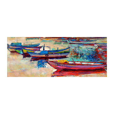 Tableau verre acrylique Bateaux colorés