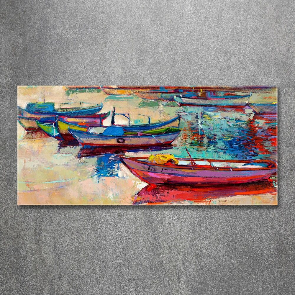 Tableau verre acrylique Bateaux colorés