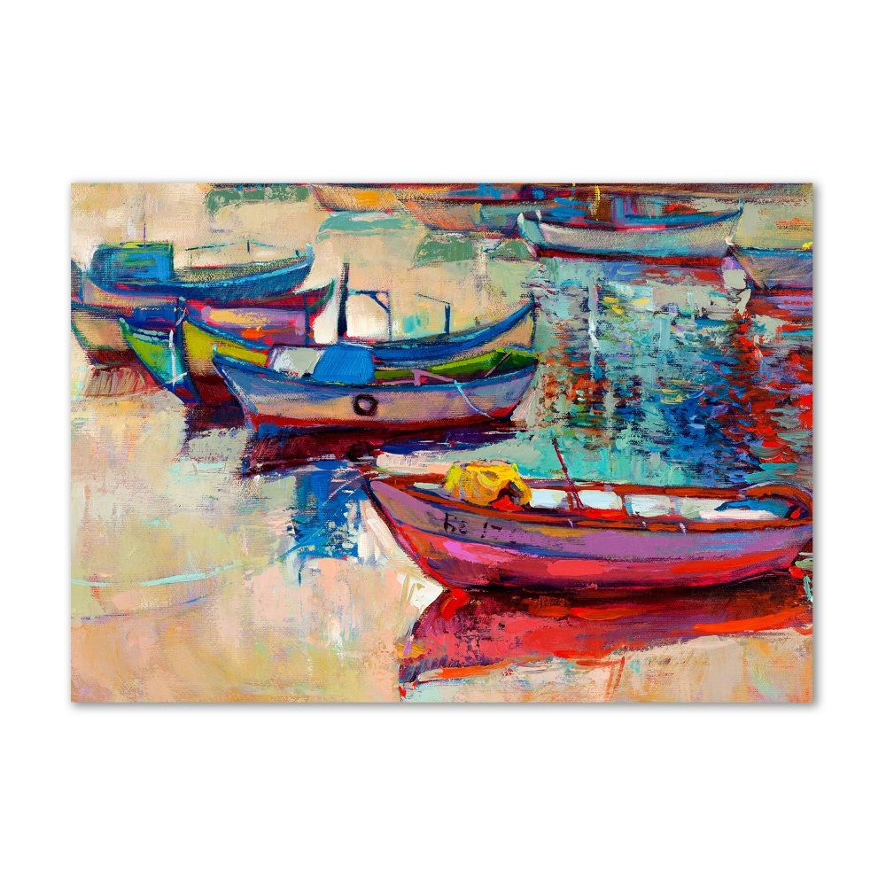 Tableau verre acrylique Bateaux colorés