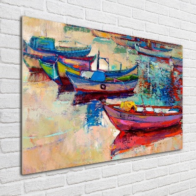 Tableau verre acrylique Bateaux colorés