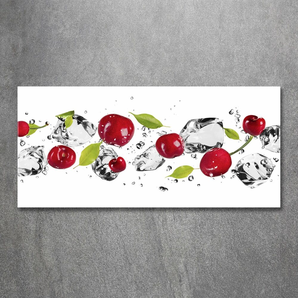 Tableau verre acrylique Cerises et eau