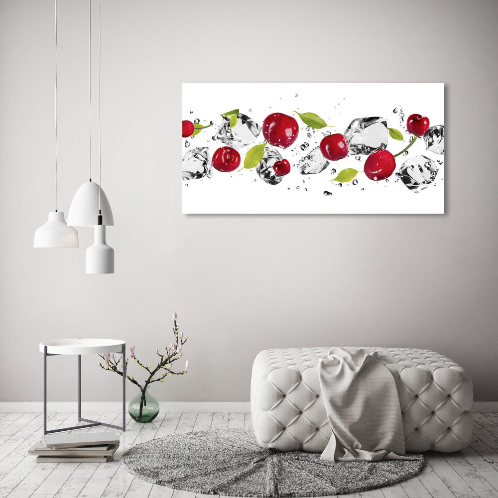 Tableau verre acrylique Cerises et eau