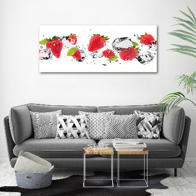 Tableau sur verre acrylique Fraises et eau