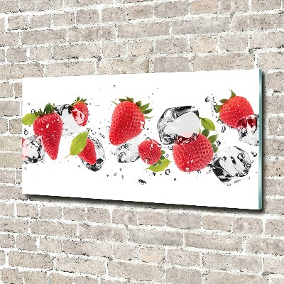 Tableau sur verre acrylique Fraises et eau